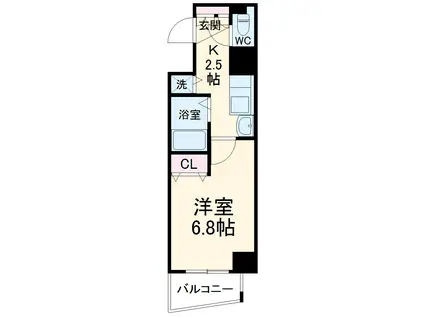 プレサンス覚王山D-STYLEⅡ(1K/11階)の間取り写真