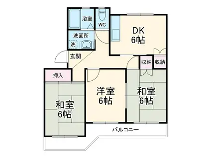 ビューティハイツ千草台(3DK/1階)の間取り写真