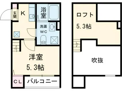 インフィニティーエル(1K/2階)の間取り写真