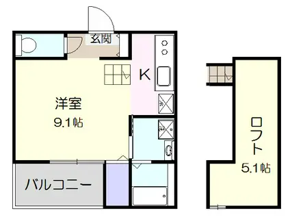 BLACK BERRY(ワンルーム/2階)の間取り写真