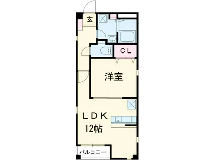 LUCE Ⅱ(1LDK/3階)の間取り写真