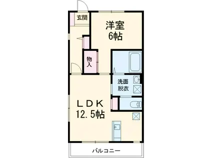アルベールF(1LDK/2階)の間取り写真