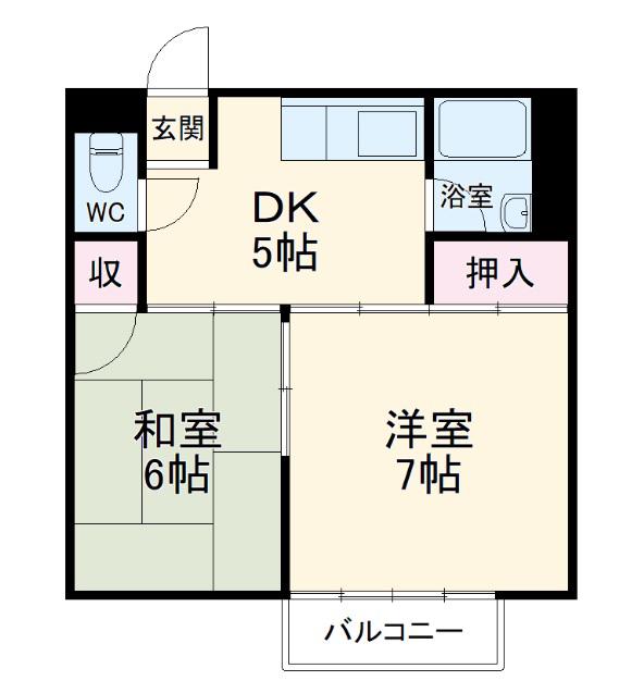 楠元マンション(2DK/3階)の間取り写真
