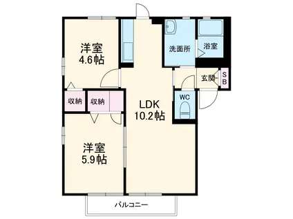 PRESIDENT COURT A(2LDK/2階)の間取り写真