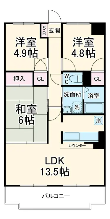 フローラル霧が丘 1階階 間取り