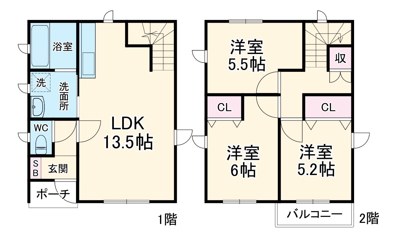 近鉄名古屋線 桑名駅 徒歩13分 2階建 築13年(3LDK)の間取り写真