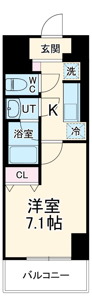 ドゥナーレ辻町(1K/6階)の間取り写真