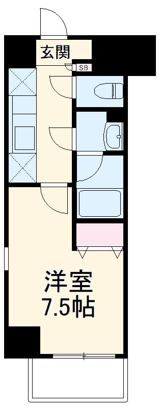ドゥナーレ辻町(1K/7階)の間取り写真