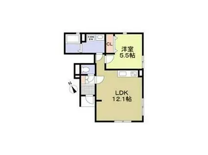 ディアコートⅡ(1LDK/1階)の間取り写真