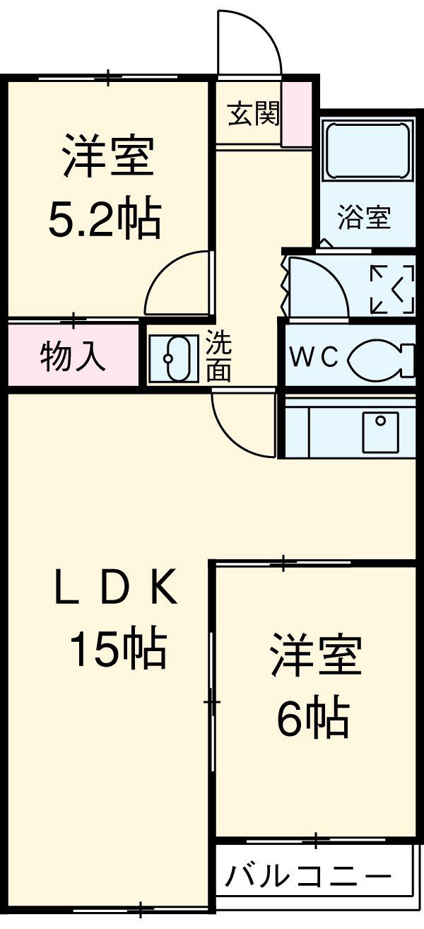 マンション第二青山(2LDK/1階)の間取り写真