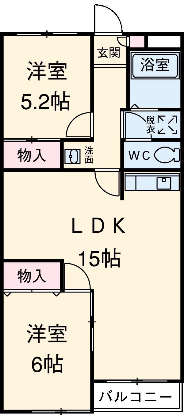 マンション第二青山(2LDK/3階)の間取り写真