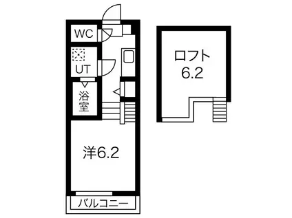 ウェルストン車道(1K/1階)の間取り写真