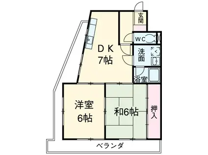 エステートⅡ(2DK/6階)の間取り写真
