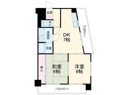 エステートⅡ(2DK/7階)の間取り写真