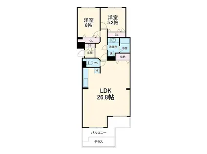 グランドメゾン元宮町(2LDK/1階)の間取り写真