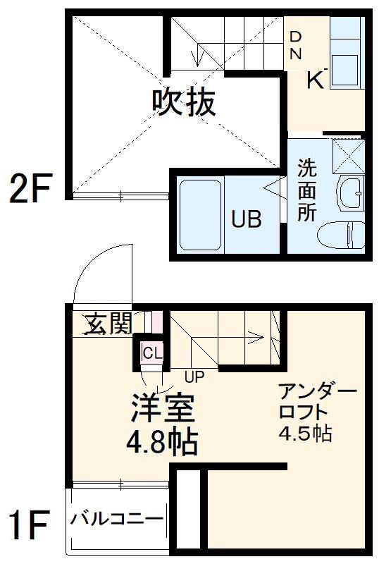 ヴィラ新福寺(1K/1階)の間取り写真
