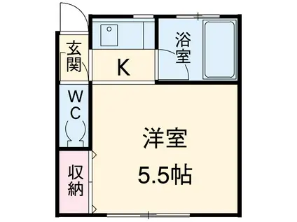 グリーンハイツ多摩(ワンルーム/2階)の間取り写真