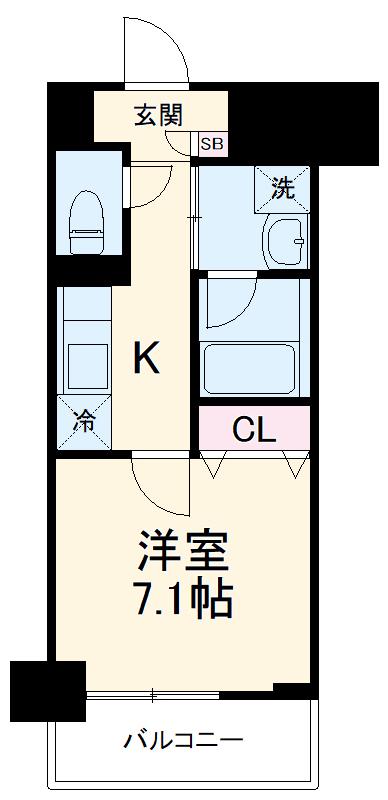 カルマート(1K/7階)の間取り写真