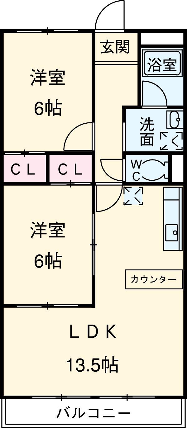 ホワイトハイツ(2LDK/2階)の間取り写真