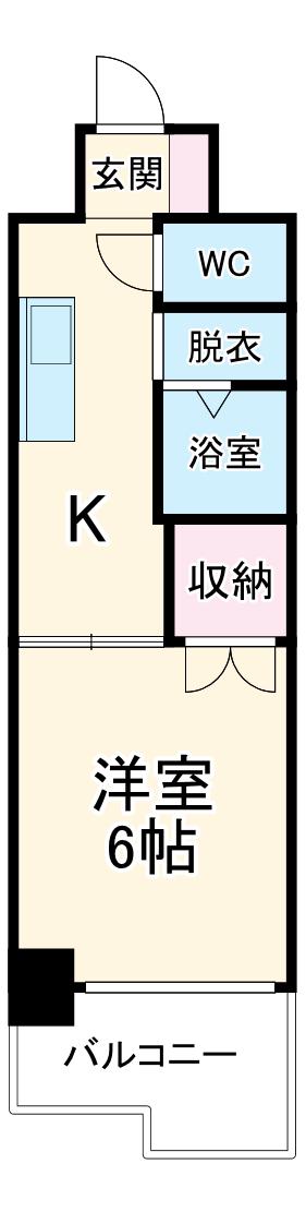 サンピアオカヤス(1K/3階)の間取り写真