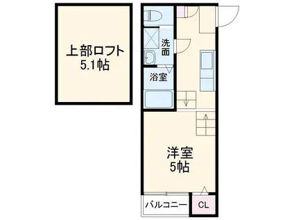 ハーモニーテラス市場木町(1K/1階)の間取り写真