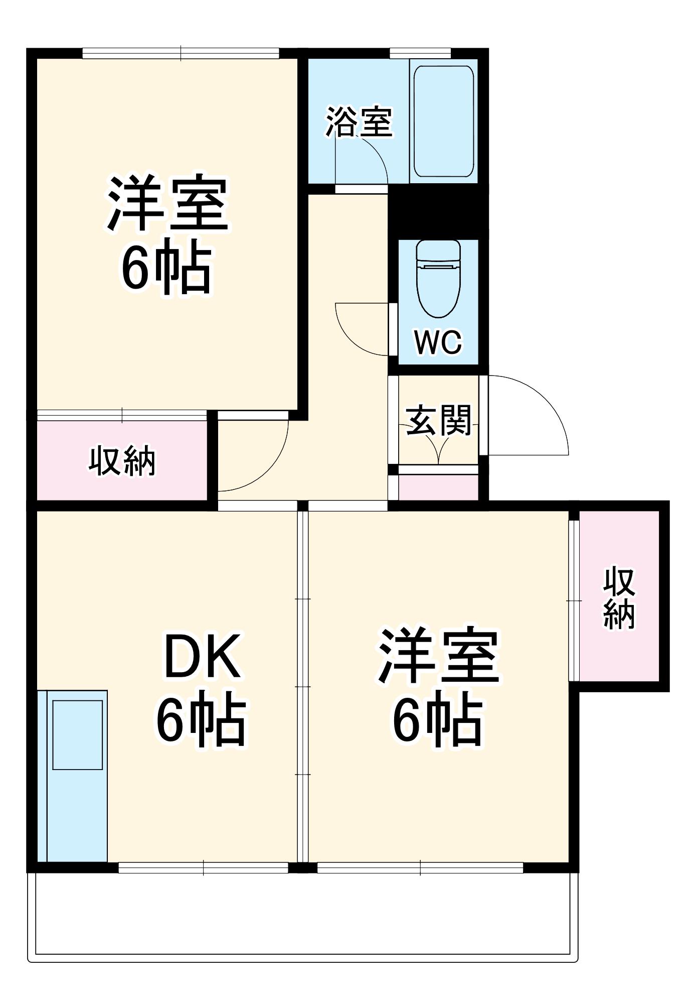 千草台団地3号棟(2DK/5階)の間取り写真