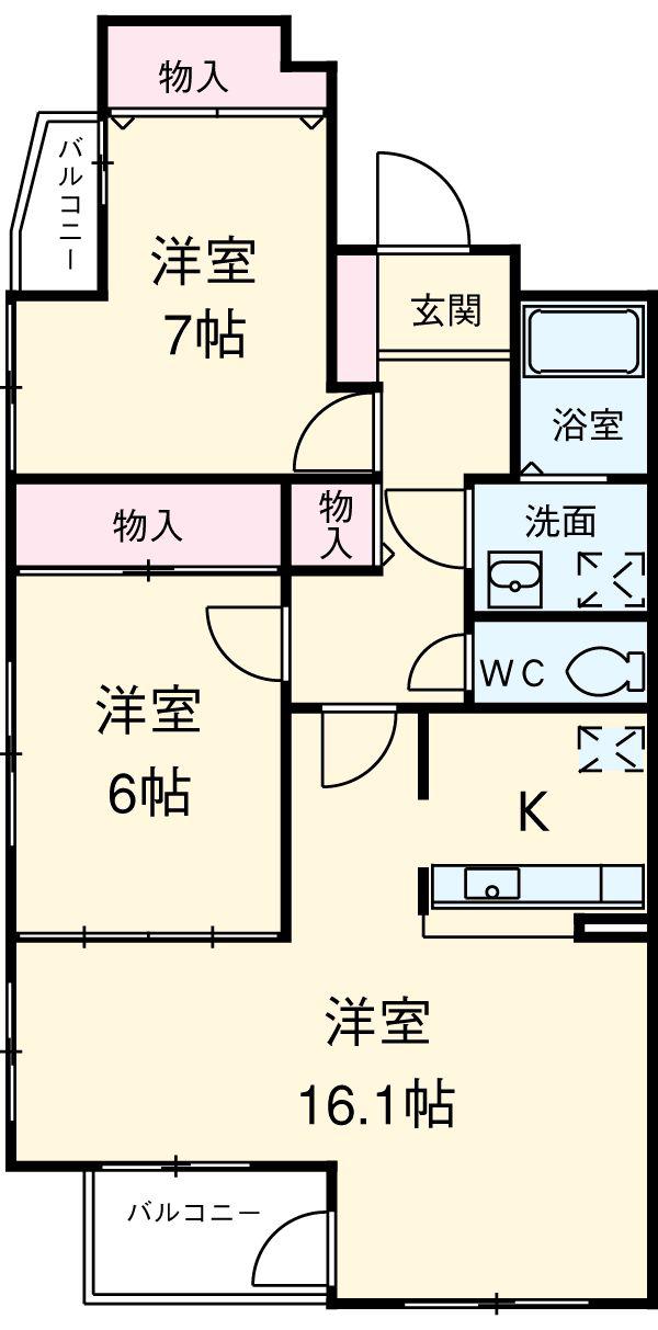 サムティイースト白壁(2LDK/6階)の間取り写真