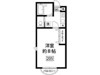 フェリス程久保(1K/2階)の間取り写真