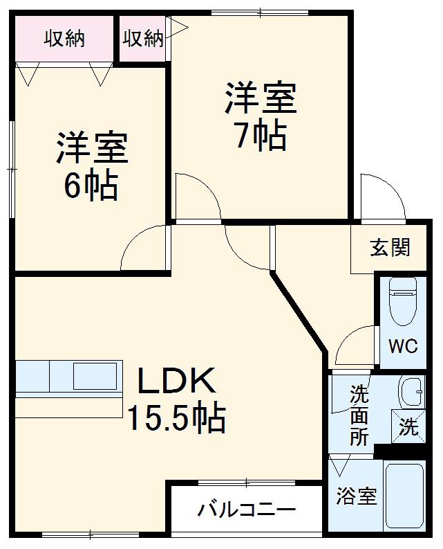 フレシールⅡ(2LDK/2階)の間取り写真