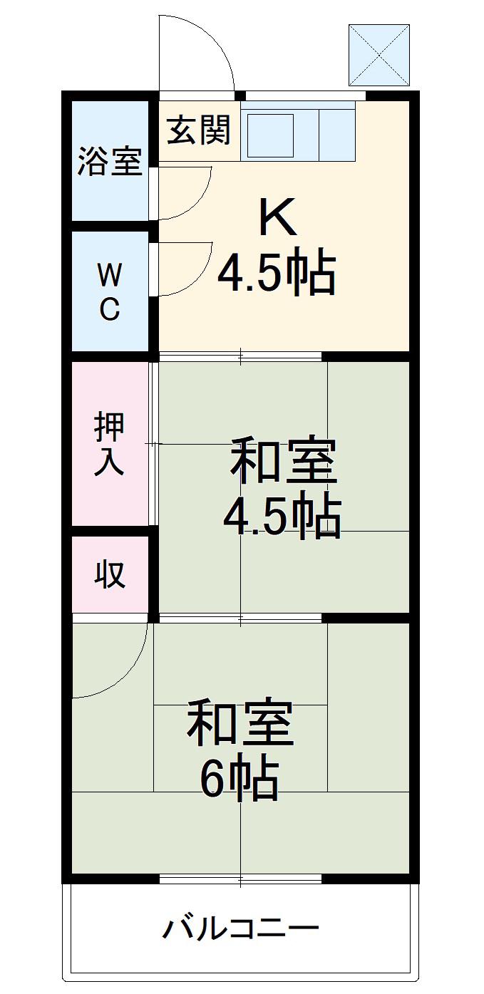 ゆたか荘(2K/2階)の間取り写真