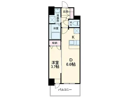 メイクスデザイン名駅南(1LDK/12階)の間取り写真