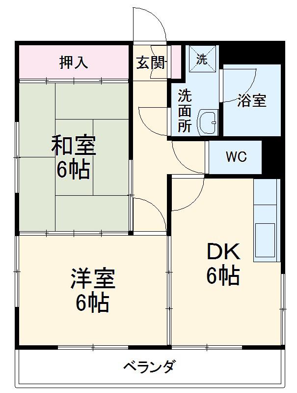 第二加納ハイツ(2DK/5階)の間取り写真
