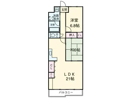 フロレアールⅡ(2LDK/2階)の間取り写真
