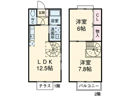 ファミーユ２１　Ｂ棟(2LDK)の間取り写真