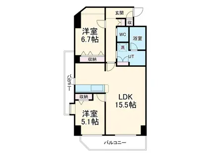 サンシエル(2LDK/1階)の間取り写真