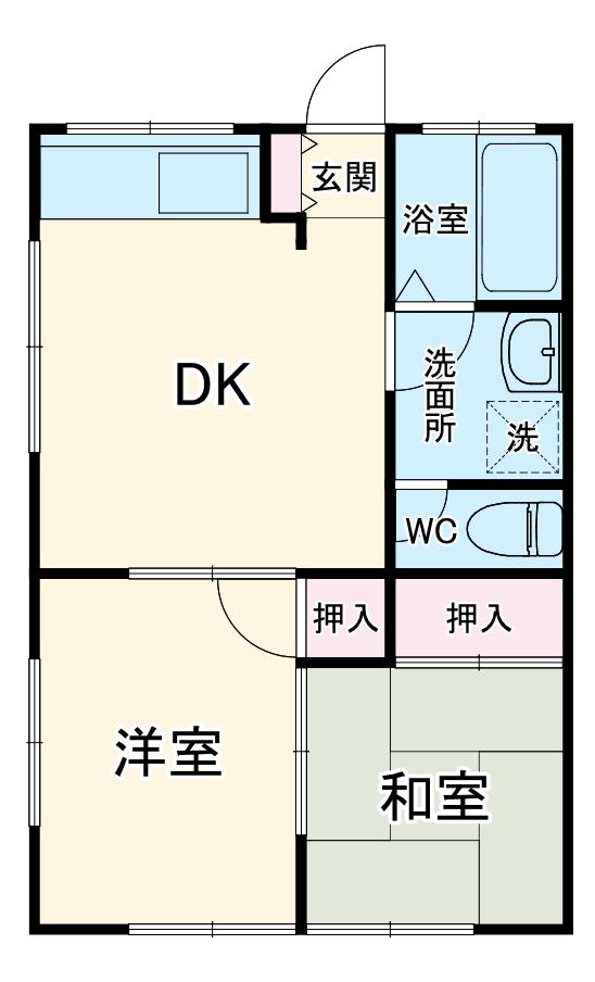 スカイハイツ希望ヶ丘A(2DK/1階)の間取り写真