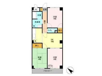 ファミール行徳(3DK/2階)の間取り写真