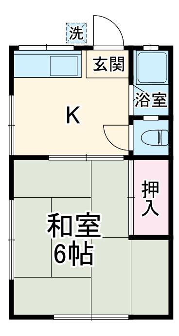港南ハイツB(1K/1階)の間取り写真