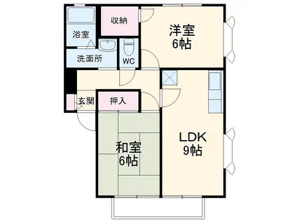ピュア南林間C(2LDK/2階)の間取り写真