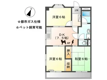 ドエルIMK(3DK/4階)の間取り写真