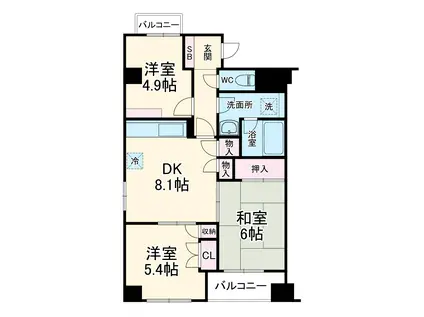 サニーヒルズあざみ野(3DK/1階)の間取り写真