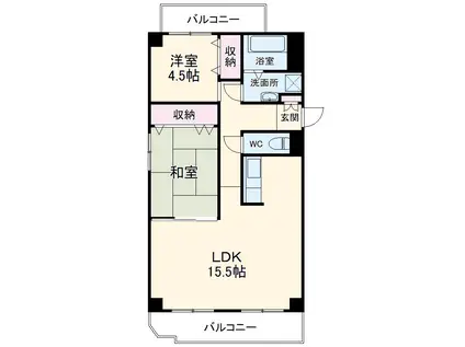 ファミール東海(2LDK/2階)の間取り写真