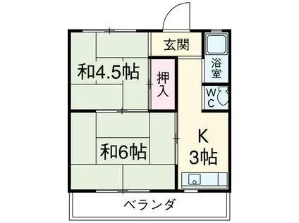 扇ハイツ(2K/2階)の間取り写真