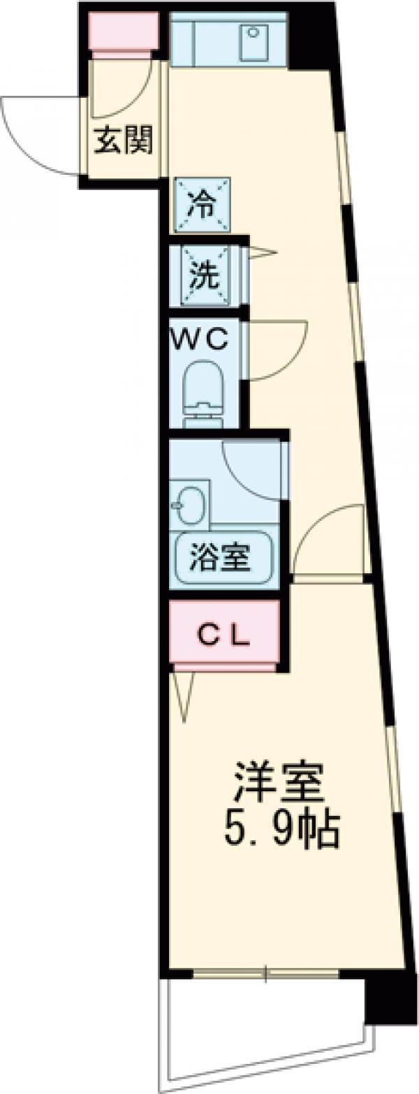 ハーティ国分寺(1K/3階)の間取り写真