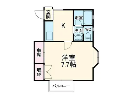 プルメリア(1K/2階)の間取り写真