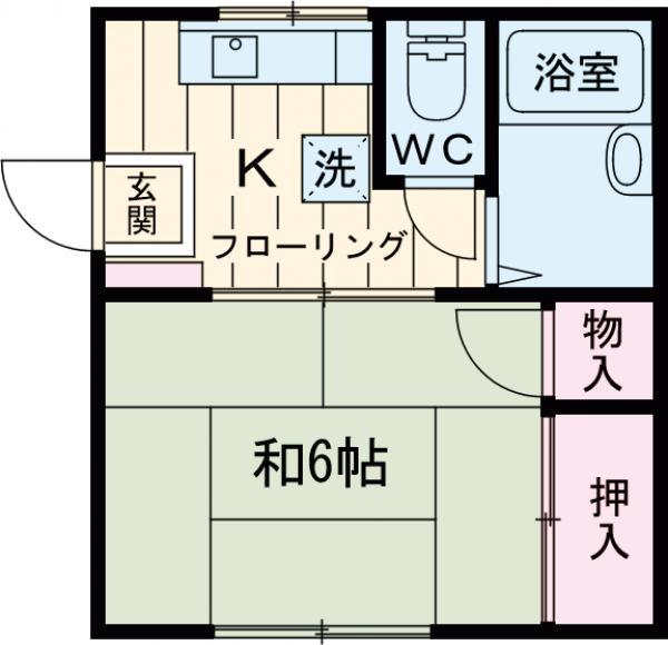 マルテルA(1K/2階)の間取り写真