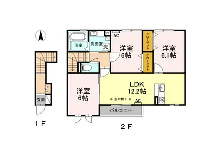 東海道本線 天竜川駅 徒歩27分 2階建 築10年(3LDK/2階)の間取り写真