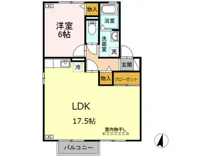 ラファール(1LDK/2階)の間取り写真