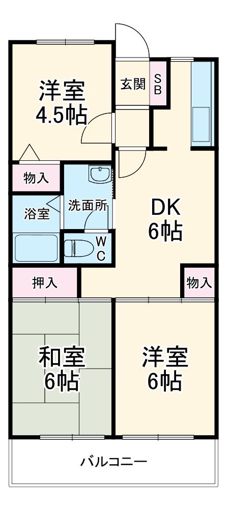 サンハイツ秋山(3DK/2階)の間取り写真