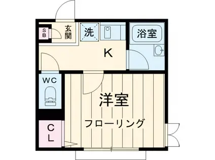 OZ弐番街D(1K/1階)の間取り写真